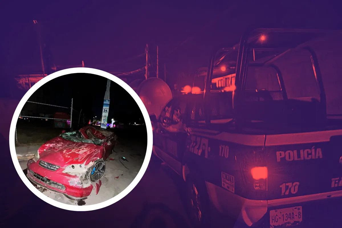 Tráiler robado provoca caos en Tizayuca y termina atorado en un poste