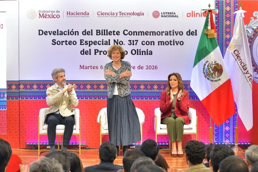 Develan billete de Lotería que reconoce al proyecto Olinia y las capacidades científicas de México