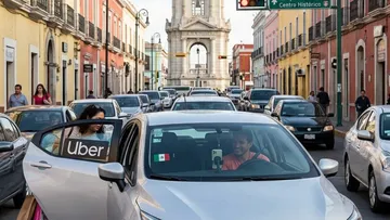 Aplicación de Uber en un teléfono celular ante la advertencia de Semot sobre el transporte sin autorización en Hidalgo.