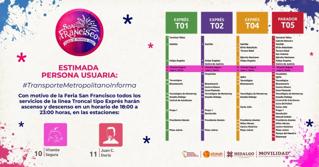 Transporte para la Feria de Pachuca tendrá servicio nocturno y nuevas paradas