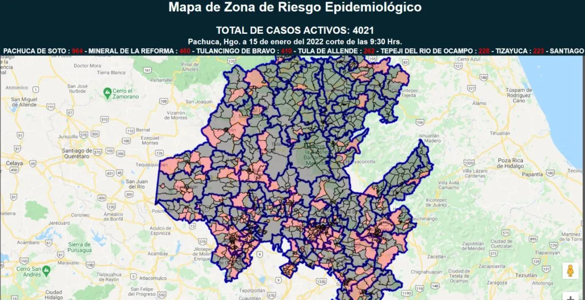 Hidalgo con 4 mil 021 casos activos de Covid 19 este fin de semana