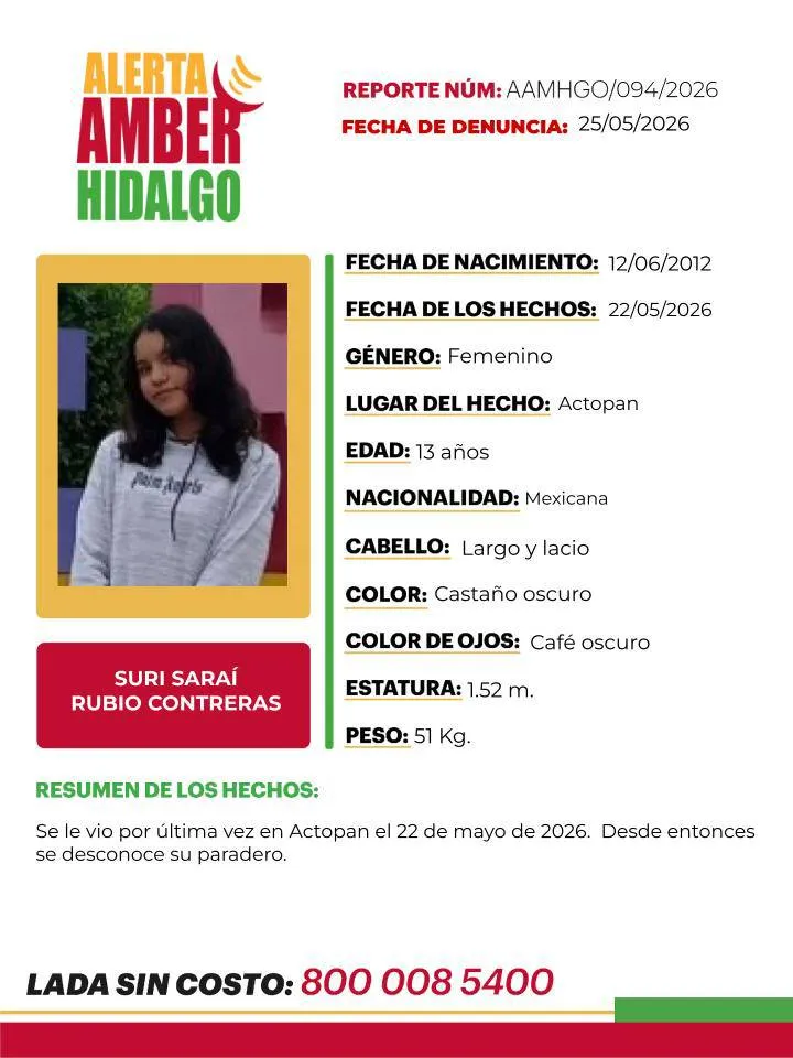 Alerta Amber: Se busca a Genesis y Suri Saraí Rubio, desaparecieron en Actopan