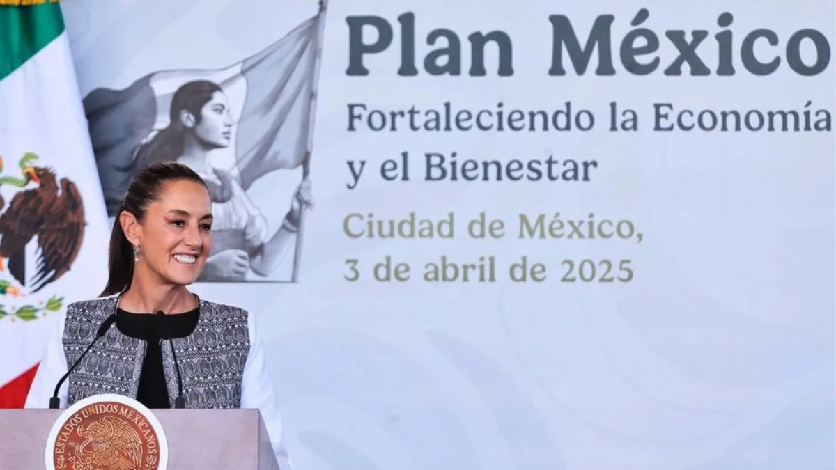 La presidenta Claudia Sheinbaum, durante el anuncio de estrategias para complementar el Plan México.