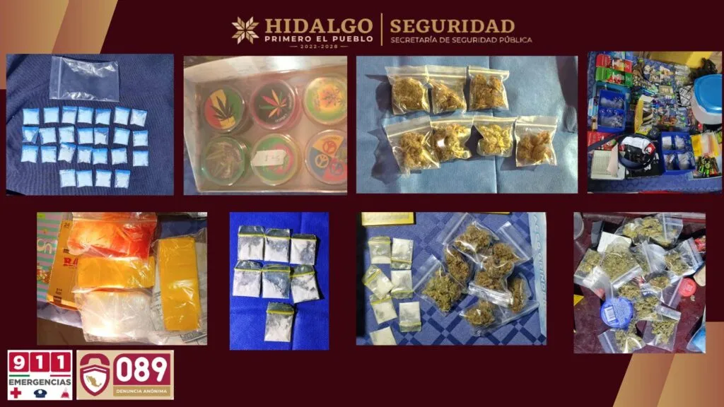 ¡3×3! Detienen a tres y desarticulan tres puntos d venta de droga en Hidalgo