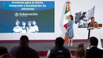 La Consejera Jurídica del Ejecutivo Federal, Ernestina Godoy, en Palacio Nacional, durante la conferencia presidencial, el 24 de marzo de 2025.