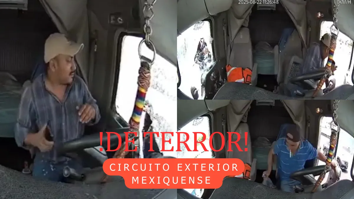 Momento del asalto a chofer en el Circuito Exterior Mexiquense que fue grabado en video.