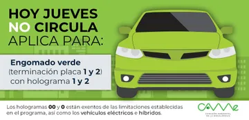 Hoy No Circula jueves 12 de agosto CDMX y Edomex