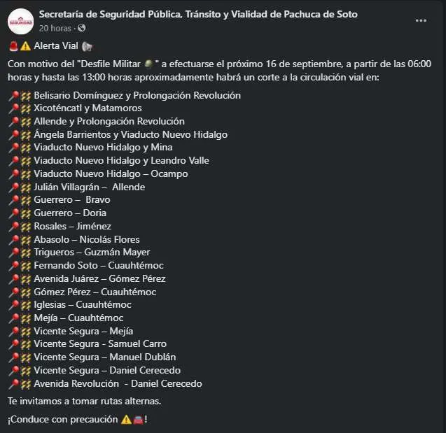 Desfile en Pachuca: horarios y calles cerradas para hoy 16 de septiembre
