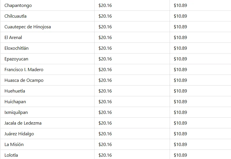 Precio del gas en Hidalgo: del 29 de diciembre al 4 de enero