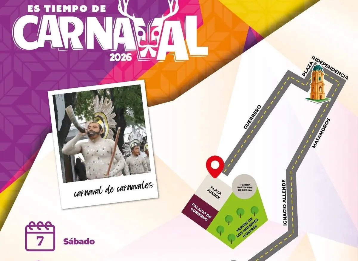 Ruta del Gran Desfile de Carnavales 2026 en Pachuca