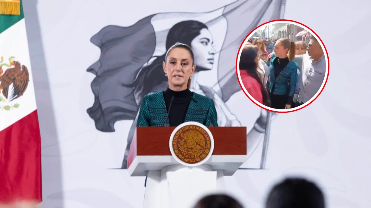 Hombre acosa a Sheinbaum en el Zócalo mientras caminaba a la SEP. El momento quedó grabado.