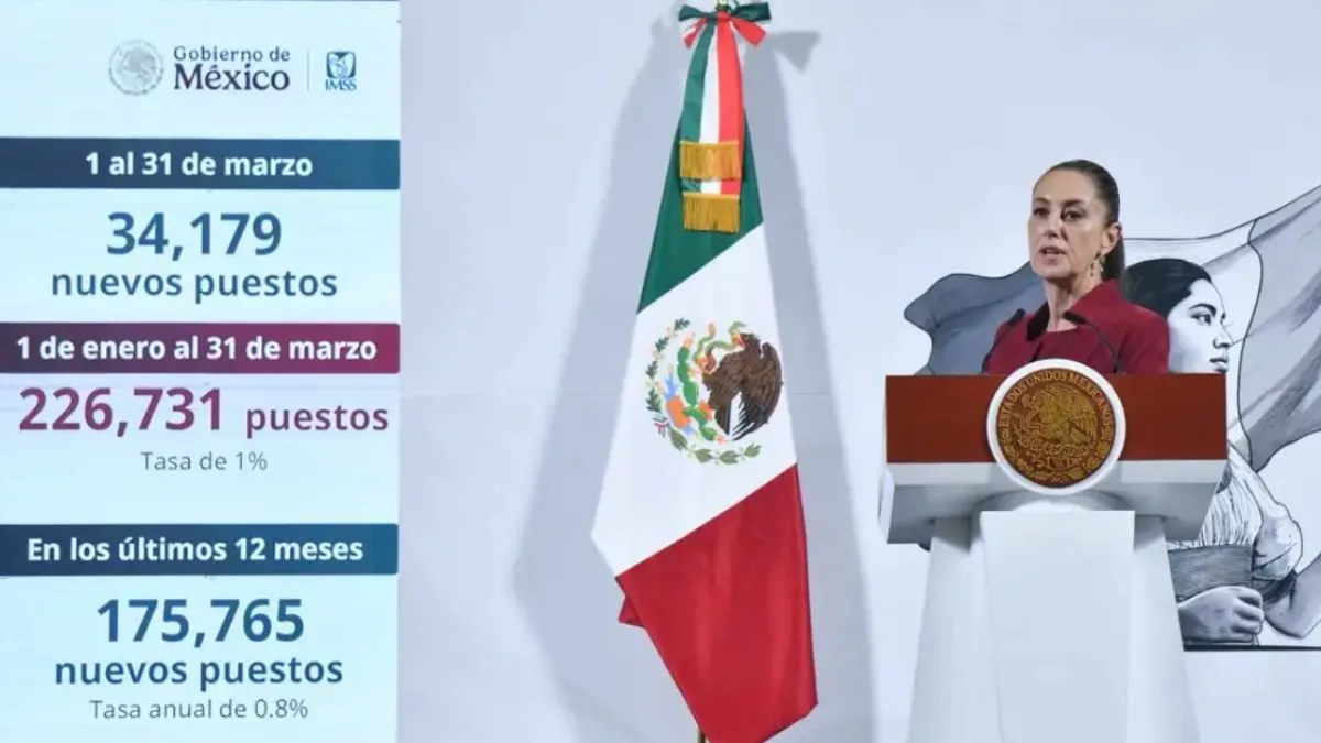 La presidenta Claudia Sheinbaum, durante su conferencia matutina en Palacio Nacional, en la Ciudad de México, habló del empleo en México. Foto: Cuartoscuro
