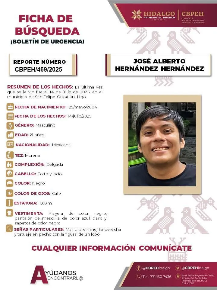 Joven desaparece tras salir a una fiesta en San Felipe Orizatlán