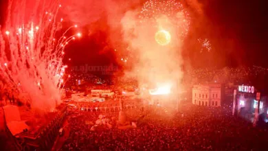 Pirotecnia por festejos del 15 de septiembre en Plaza Juárez
