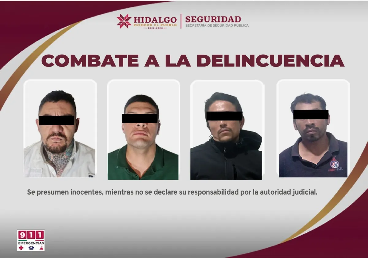 Detienen a cuatro en Tula con armas, droga y vehículos