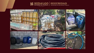 Singuilucan: aseguran casi 6 mil litros de huachicol, droga y desmantelan centro de almacenamiento