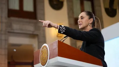 La presidenta Claudia Sheinbaum, durante su conferencia desde Palacio Nacional