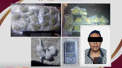 Detención de presunto narcomenudista con dosis de droga en Apan.