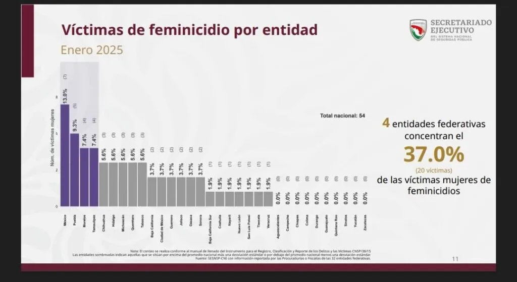 Feminicidos en Hidalgo: 5.6% de los casos nacionales en enero 2025