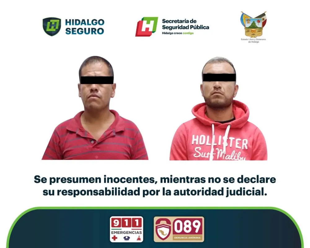 Caen dos sujetos con arma de fuego en Chapantongo