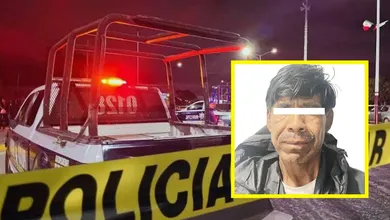 Patrullas acordonando un área, foto del presunto responsable detenido