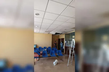 Hospital Regional del Valle del Mezquital: remolino derriba plafón