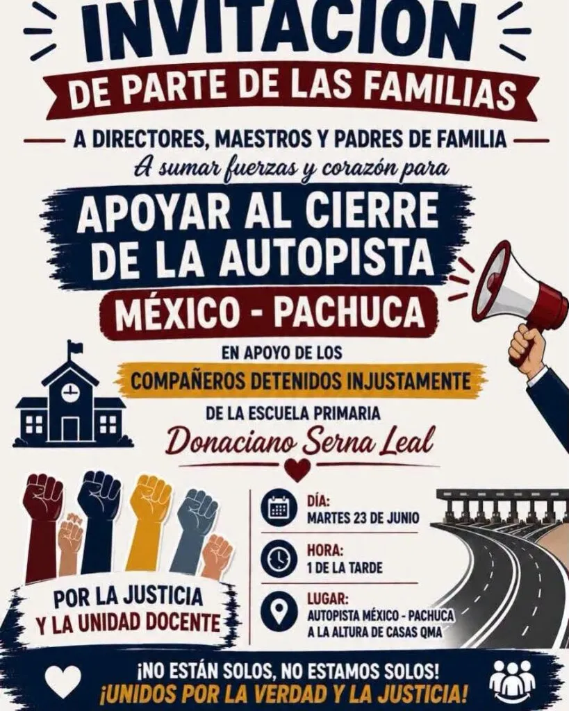 ¡ÚLTIMA HORA! Convocan a un bloqueo masivo en la México-Pachuca este martes. Revisa a qué hora