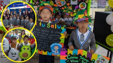 El secretario de la SEPH; Natividad Castrejón, autoridades educativas y niños y niñas de primaria
