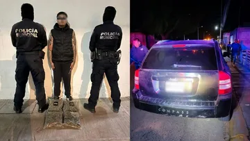 Detención de hombre con marihuana en Mineral de la Reforma.