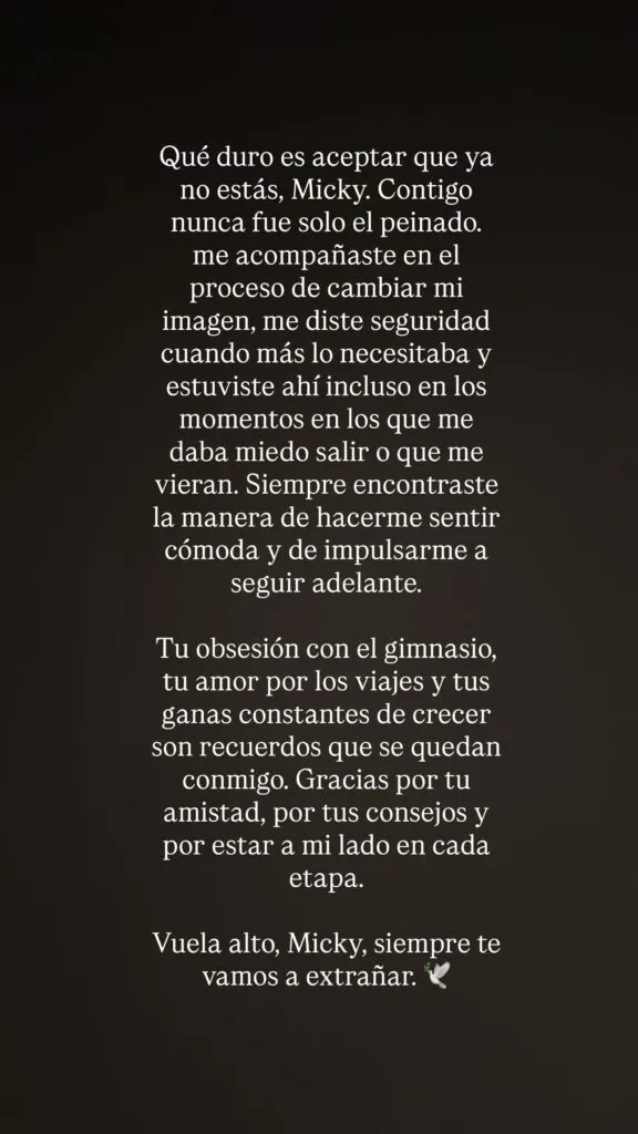 FOTO | “Me acompañaste en el proceso de cambiar mi imagen”: Ángela Aguilar dedica emotivo mensaje a su estilista Micky Hair tras asesinato