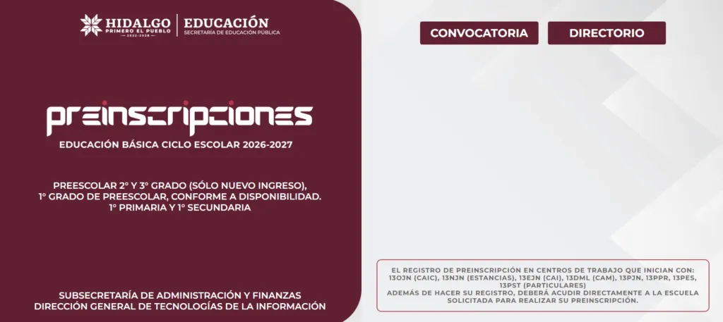 Ya hay fechas para las preinscripciones escolares en Hidalgo