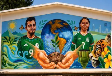 Mural a Raúl Jimenez y Natalia Ugalde en escuela de Tepeji de Río