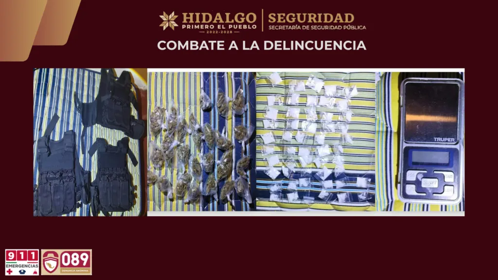 Operativo en Ciudad Sahagún: aseguran más de mil dosis de presuntas drogas