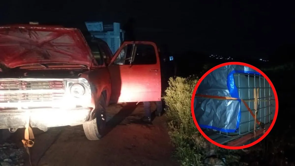 Camioneta con bidones de hidrocarburo asegurada en Pachuca