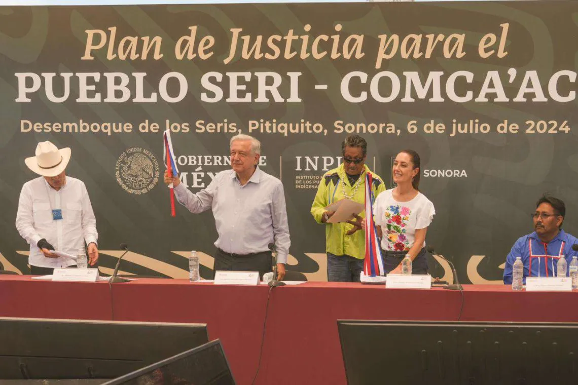 Vamos a continuar con el plan de justicia para el pueblo SERI: Claudia Sheinbaum va por construcción de más caminos rurales en 2025