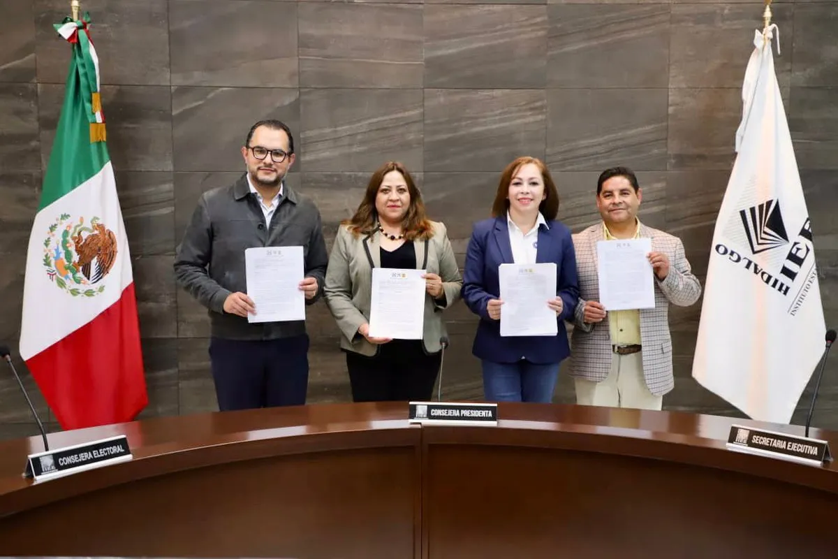 Elecciones 2024: Registran PRI, PAN y PRD candidatura común ‘Fuerza y Corazón por Hidalgo’