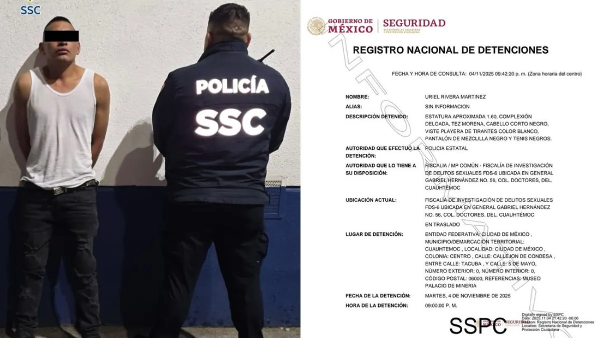 Uriel Rivera Martínez fue detenido en Paseo de la Condesa tras ser denunciado por acosar a la presidenta Claudia Sheinbaum y a otra joven en el Centro Histórico.