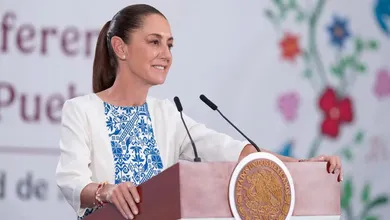 La presidenta Claudia Sheinbaum, durante su conferencia de este lunes 4 de mayo, desde Palacio Nacional.