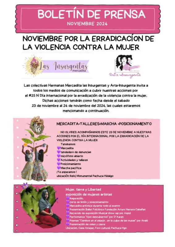 Mercadita Las Insurgentas organiza actividades para conmemorar el 25N en Pachuca