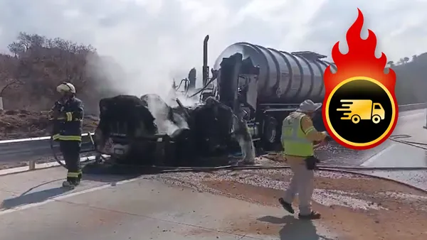 Incendio de tractocamión con turbosina obligó al cierre de la México-Puebla hacia CDMX en el km 43, en Ixtapaluca.