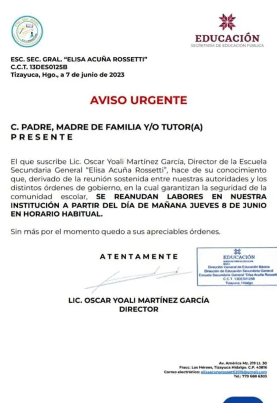 Clases Tizayuca: Reanudan actividades este jueves en secundaria