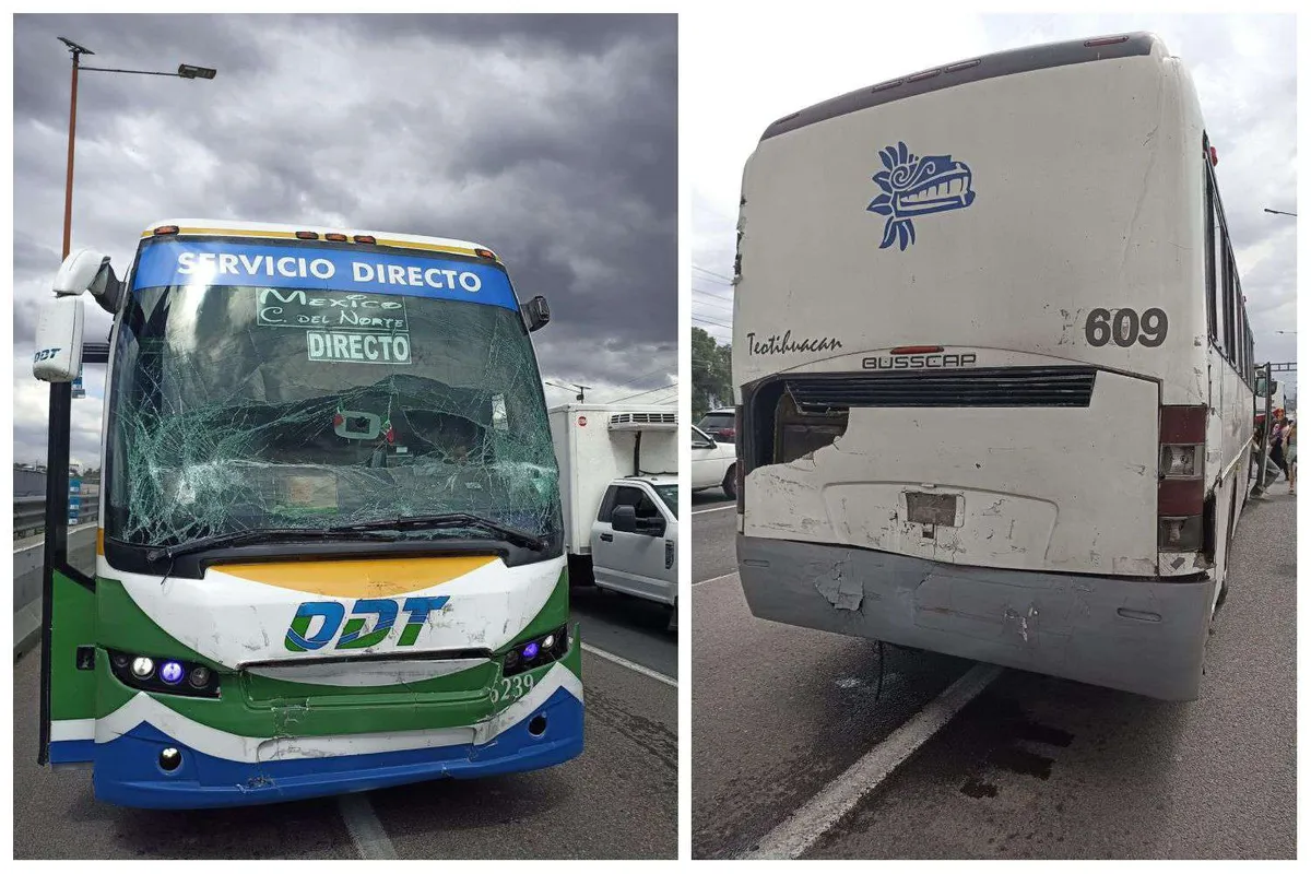 Autopista México-Pachuca: camión de pasajeros choca y deja 3 lesionados