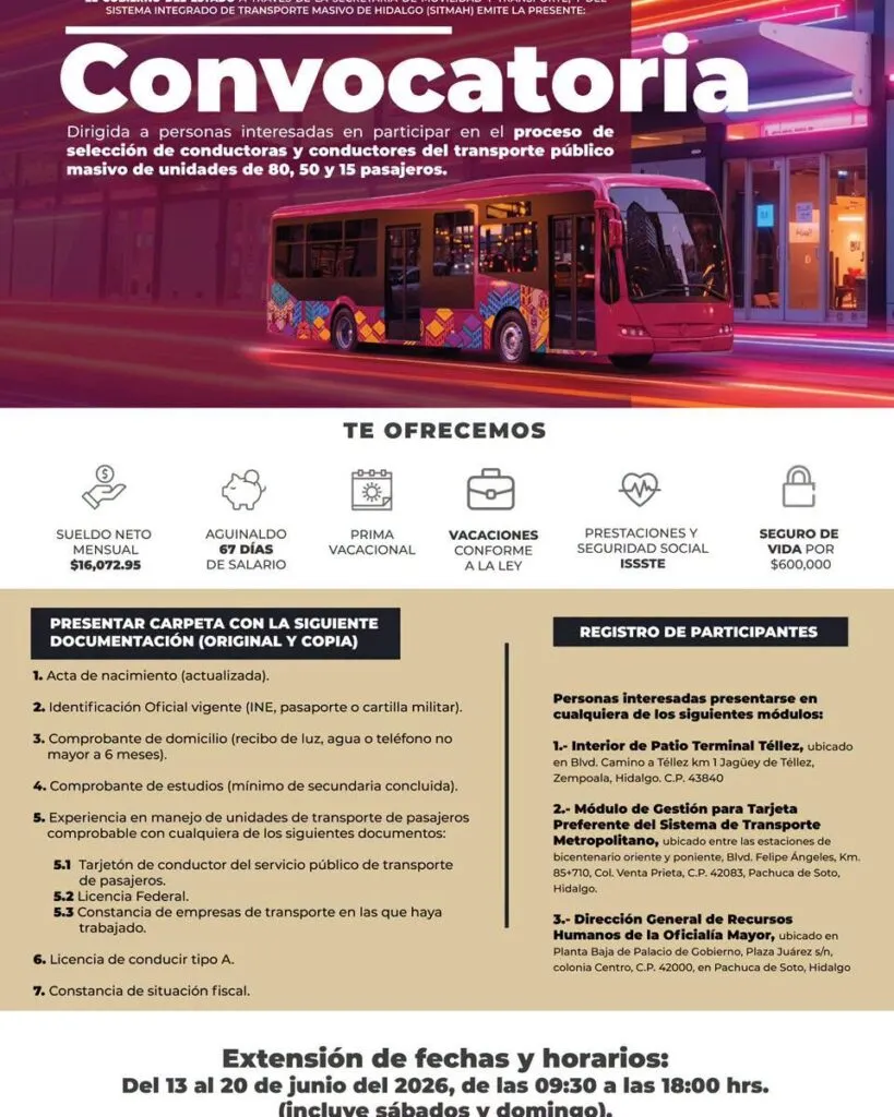 ¡Últimos días! Lanzan convocatoria para ser conductor del Tuzobús: Conoce los requisitos