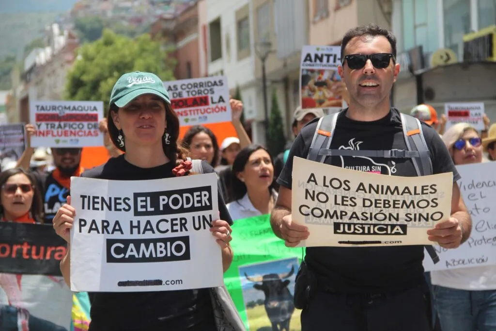 Protestan en Pachuca contra consulta taurina