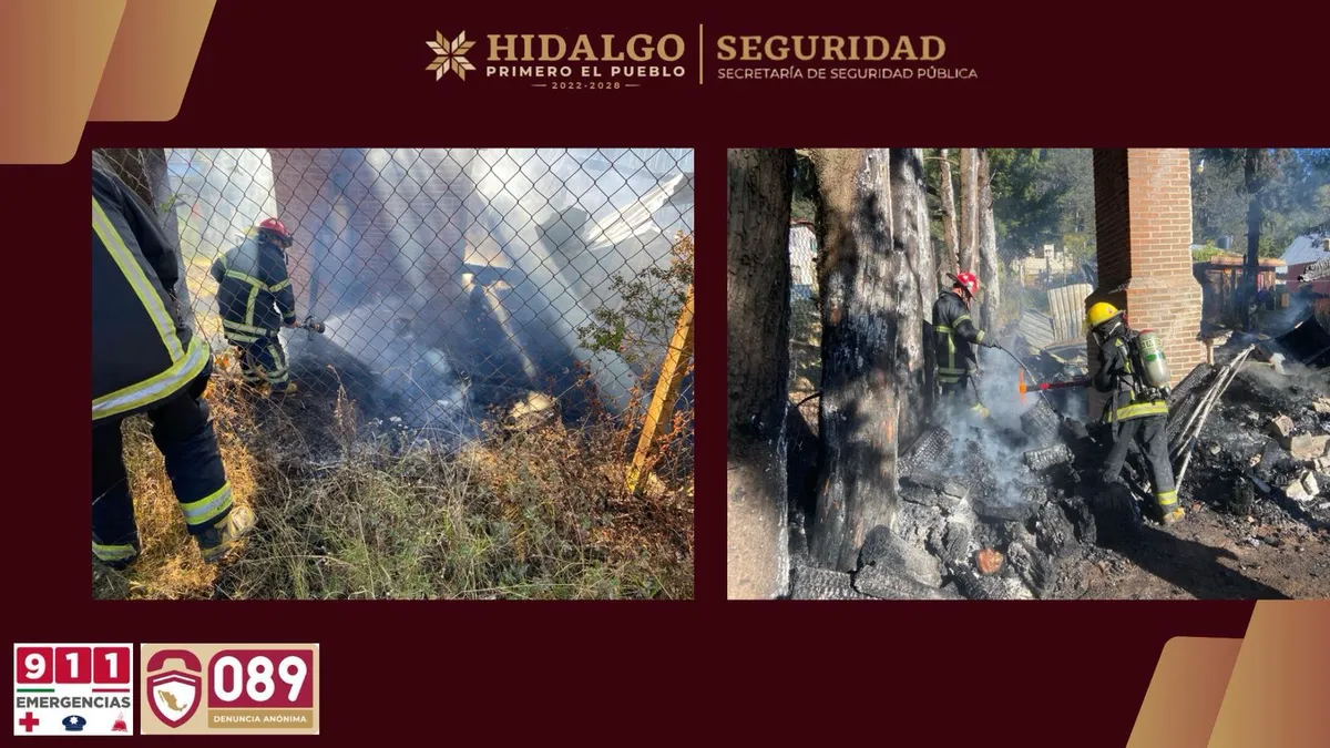 Incendio de cabaña en Mineral de la Reforma