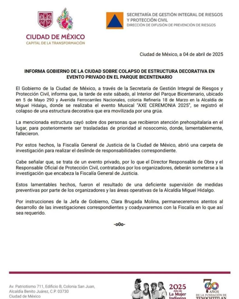 Festival Axe Ceremonia: Colapsa estructura en el Parque Bicentenario; reportan dos heridos| VIDEO