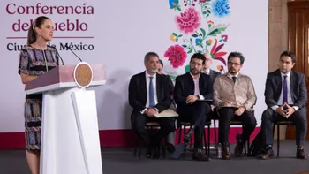 Claudia Sheinbaum durante su conferencia matutina, donde habló sobre la campaña electoral de EU y las críticas de Marco Rubio.