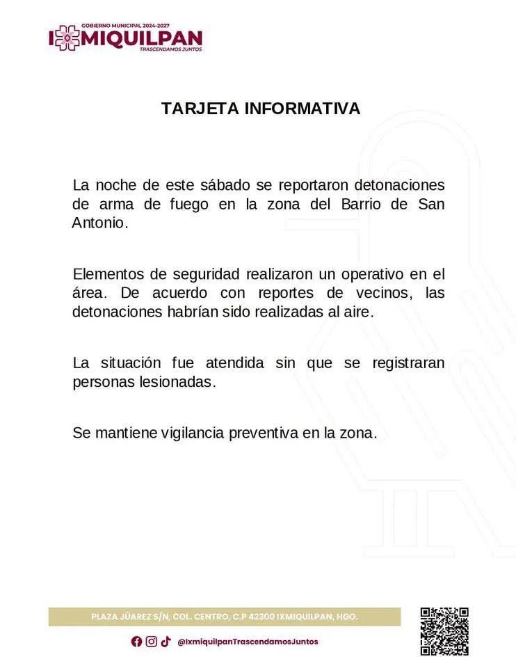 Ixmiquilpan: detonaciones generan alarma entre vecinos
