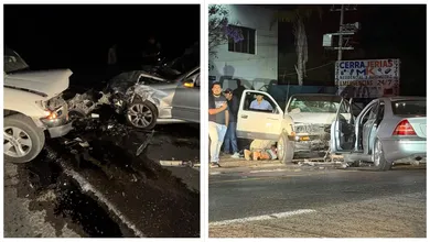 Choque entre camioneta y auto