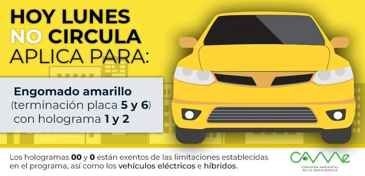 Hoy No Circula lunes 23 de agosto: placas y engomados CDMX y Edomex